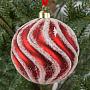 Ёлочная игрушка White Wavy Lines Ball Red 10 cm
