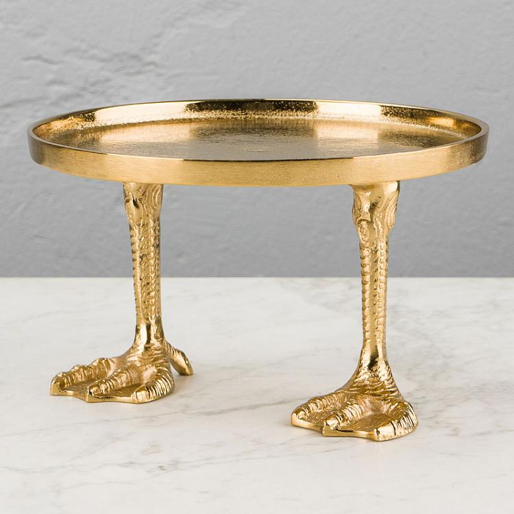 Круглый золотой поднос-тортовница на утиных ножках Duck Feet Tray Gold