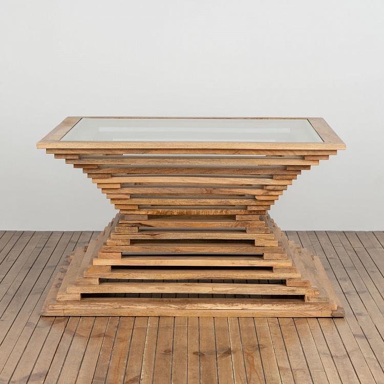 Деревянный журнальный стол Крещендо Wooden Coffee Table Crescendo With Glass Top