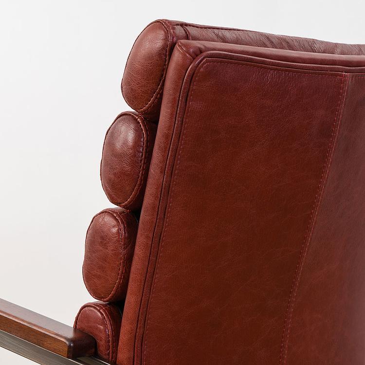 Рабочее кресло Турин, красно-коричневые подлокотники Ufficio Torino Armchair, Red Brown Wood D