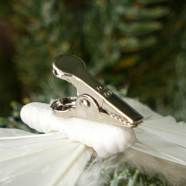 Набор из трёх ёлочных игрушек на клипсе Белые бабочки Set Of 3 Plume Butterflies On Clip White 11 cm