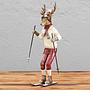 Новогодняя фигурка Skiing Deer Cream Burgundy 28,5 cm