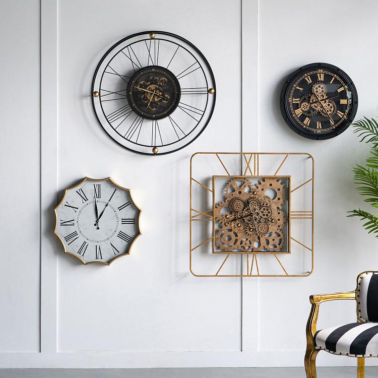 Настенные часы Додекагон с винтажным эффектом Dodecagon Weathered White Wall Clock