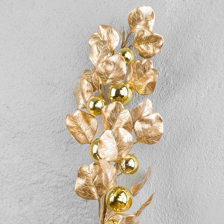 Гирлянда с золотыми шарами и листьями Ball Leaf Garland Gold 183 cm
