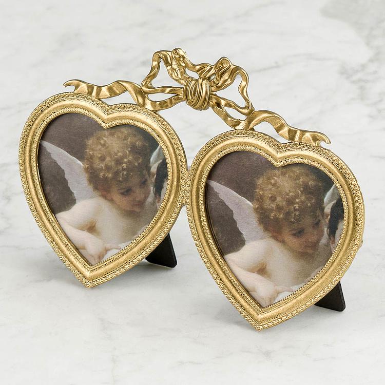 Рамка для фото Двойное сердце Double Heart Golden Photo Frame