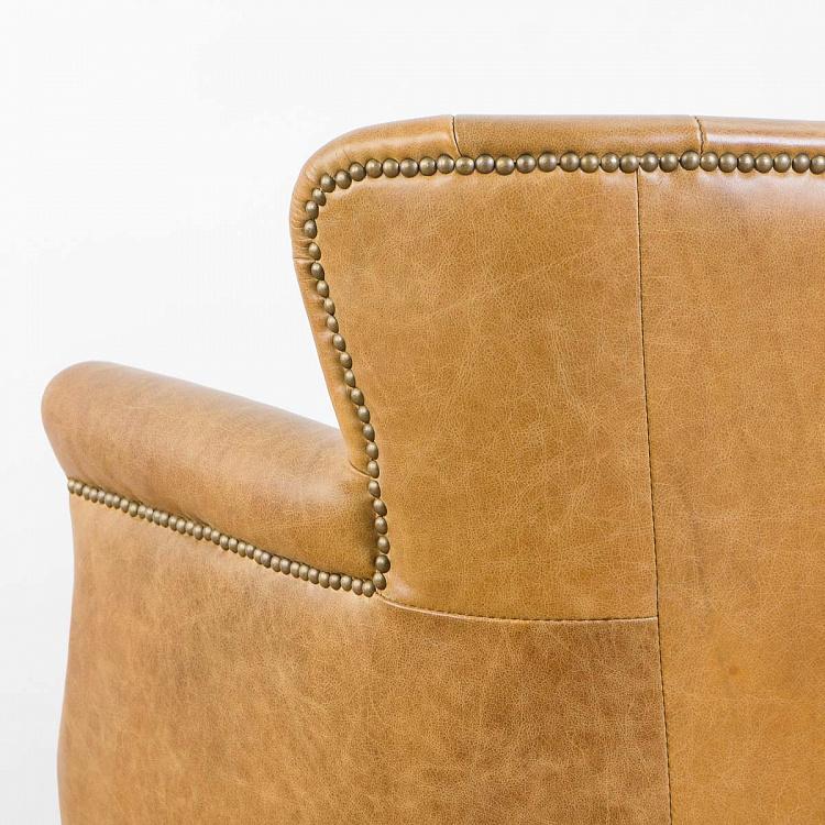 Кресло Поль с отделкой полосами, красно-коричневые ножки Paul Armchair With Stripes, Red Brown Wood D