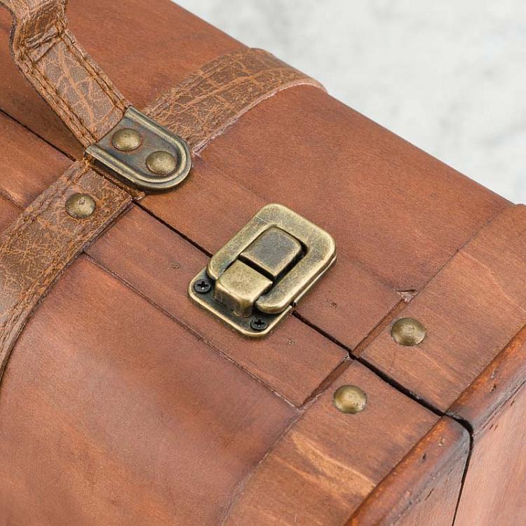 Набор из двух декоративных чемоданов из экокожи Set Of 2 Wood Suitcase Boxes Brown