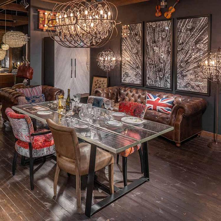 Панорамная картина-принт Хвост Павлина чёрно-белая, средняя часть Animal Peacock Black White 2 Middle