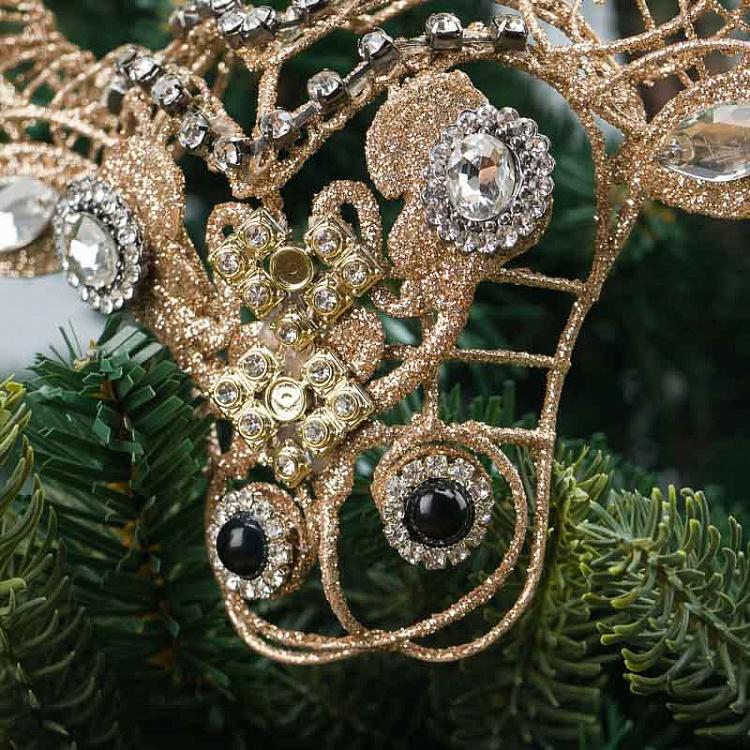 Ёлочная игрушка из проволоки Голова быка  Wire Jewel Bull Head Champagne/Clear 13 cm