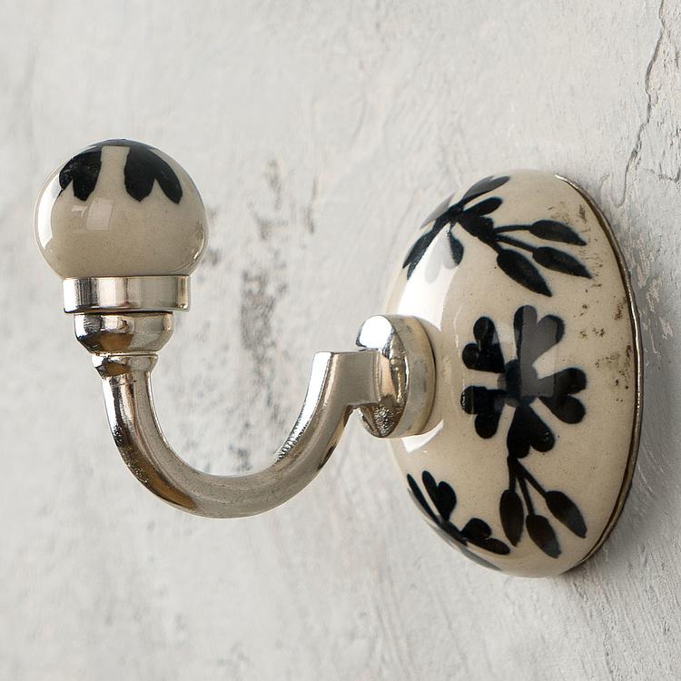 Керамический крючок Чёрный цветок Black Floral Ceramic Hook