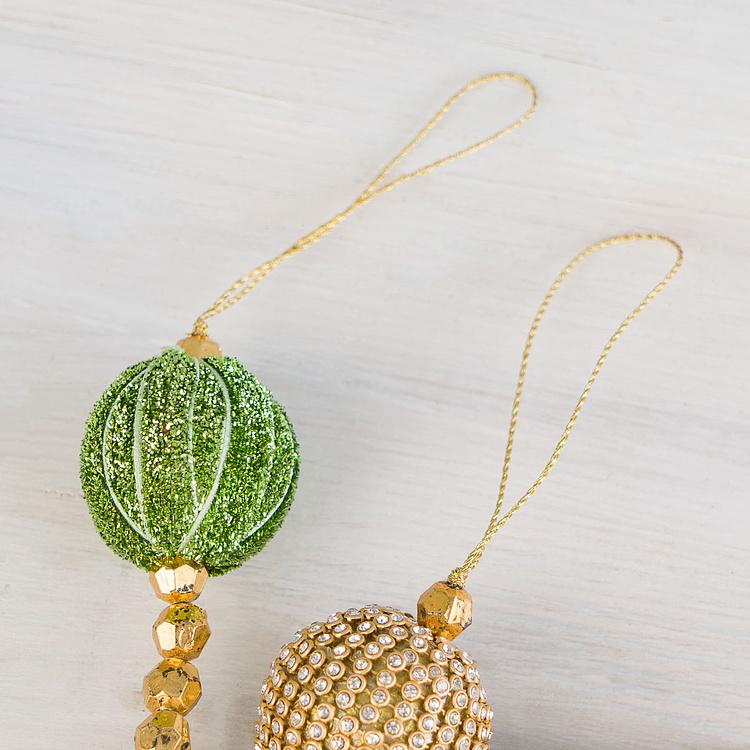 Гирлянда из Золотистых и зелёных шаров Garland With Balls Gold And Green 182 cm