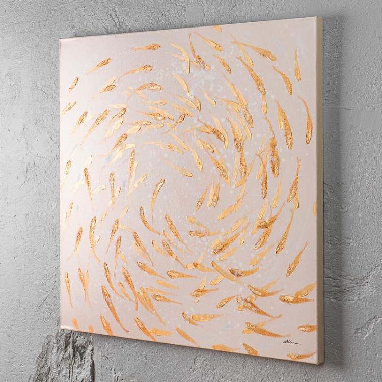 Картина акрилом на холсте Золотые рыбы Canvas Acrylic Painting Goldfish