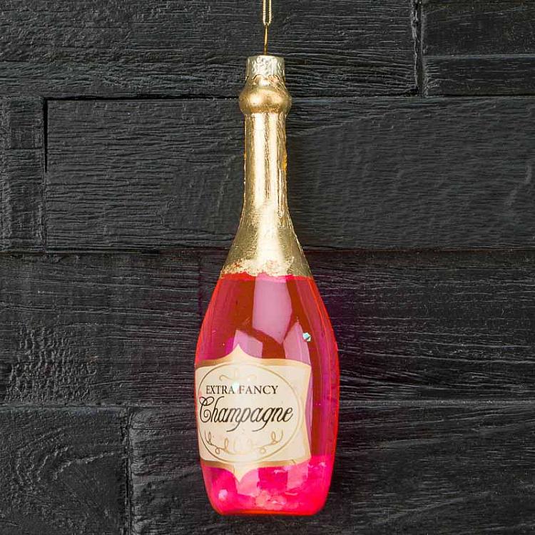 Ёлочная игрушка Розовое шампанское Glass Hanger Champagne Pink 14 cm