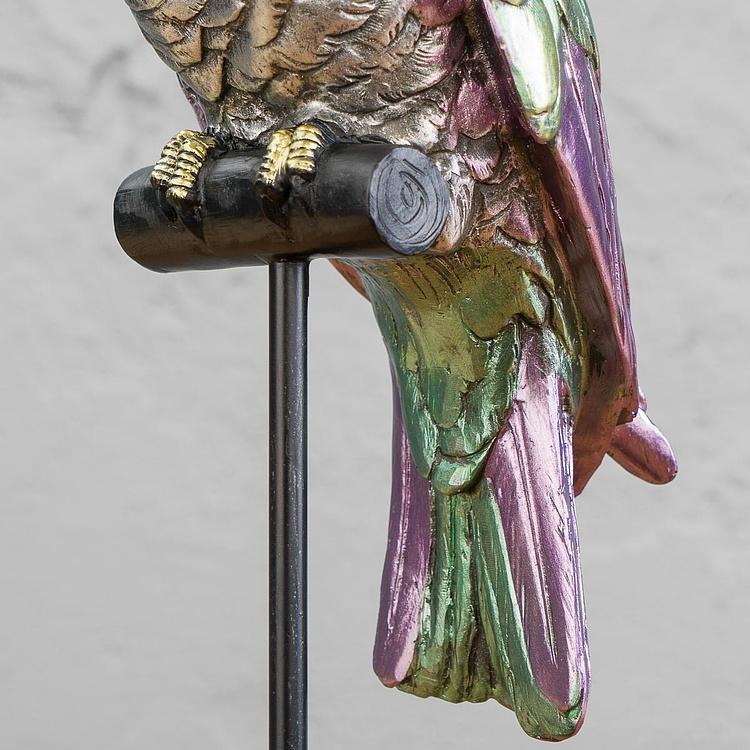 Статуэтка Попугай на подставке Parrot Bird On Stand Purple Green