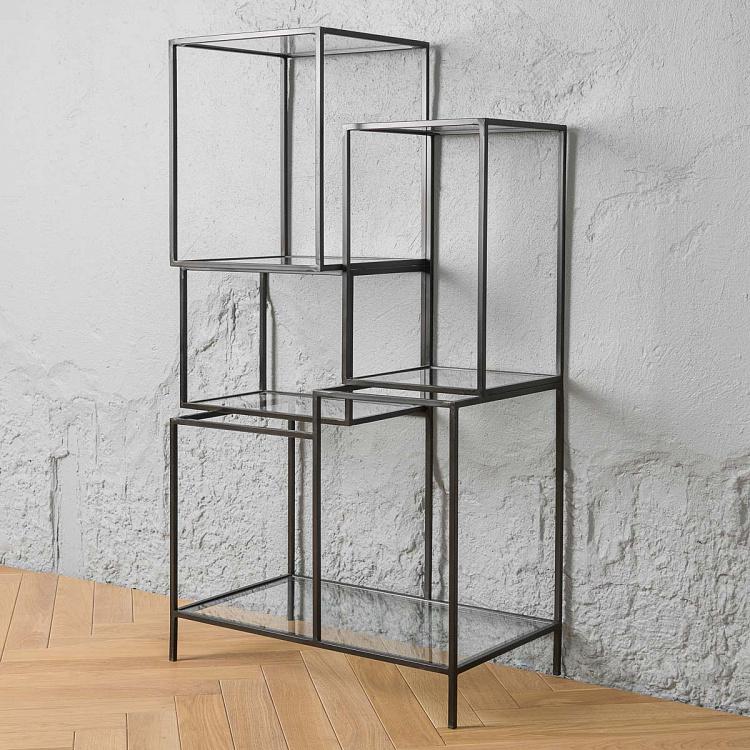 Асимметричный стеллаж из железа и стекла Asymetric Iron And Glass Shelf
