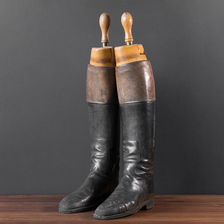 Винтажные сапоги для верховой езды 6 Vintage Black Riding Boots With Shoe Lasts 6