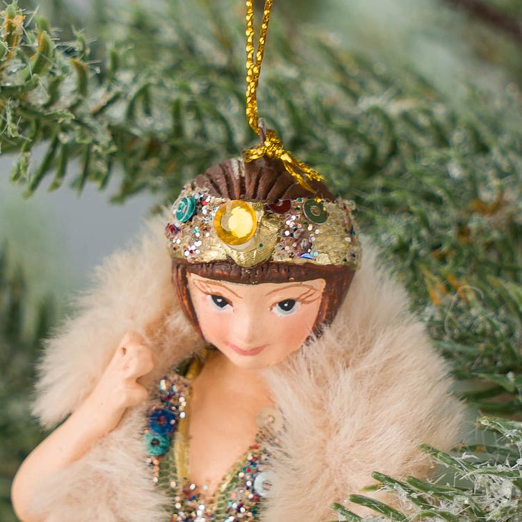 Набор из двух ёлочных игрушек Ар-деко флэпперы Set Of 2 Art Deco Flapper Girls Burgundy 14,5 cm