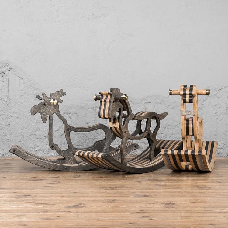 Тёмная детская качалка Лось Elk Rocking Chair Dark Oil