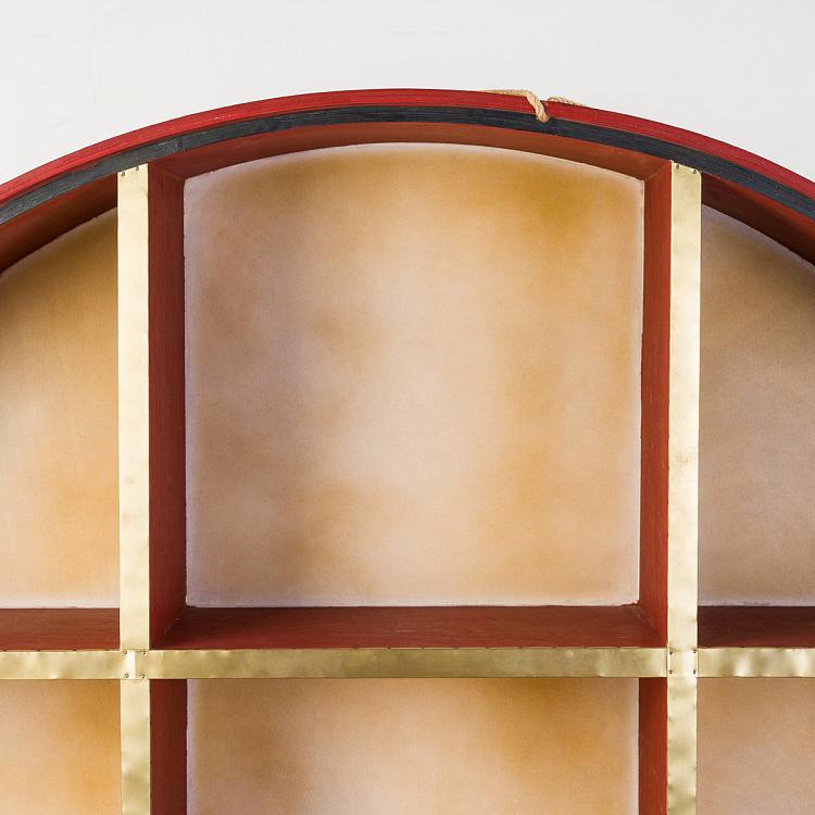 Деревянный стеллаж в виде барабана с латунным обрамлением на подставке, L Regiment Brass Drum Bookcase Large With Stand