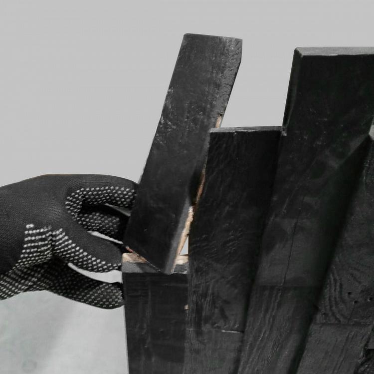 Угольно-чёрная стеновая панель из тика дисконт15 Teak Brick Panel Blackstone Finished discount15