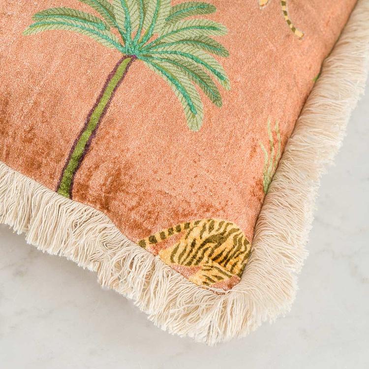 Декоративная подушка с бахромой Шафрановые тигры Cushion With Fringes Tiger Safron