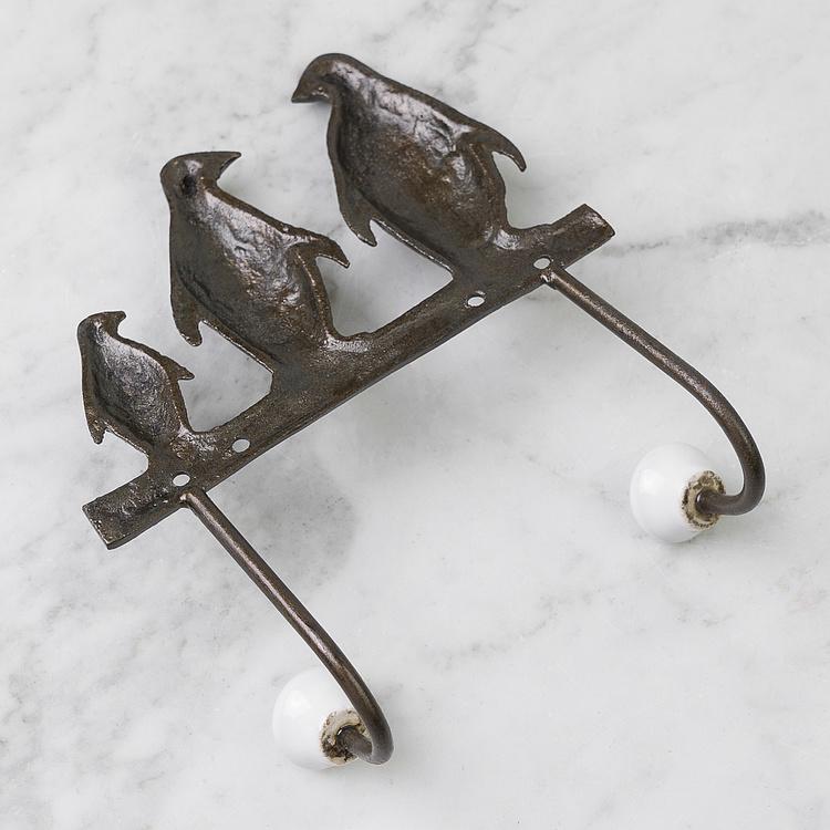 Двухместная настенная вешалка Тройка пингвинов Penguin Triplet Coat Rack 2 Hooks