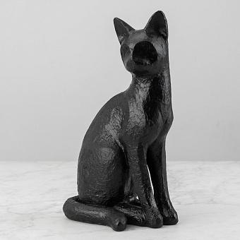 Cat Figurine Shiny Black Patina