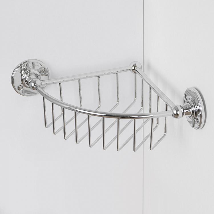 Угловая полка-решётка цвета хром, L Shelf Basket Corner Chrome Large
