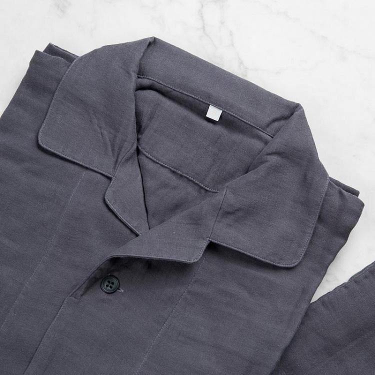 Тёмно-серая пижама из лёгкого хлопка, размер S Crepe Gauze Pajamas Sleep Wear Dark Grey S