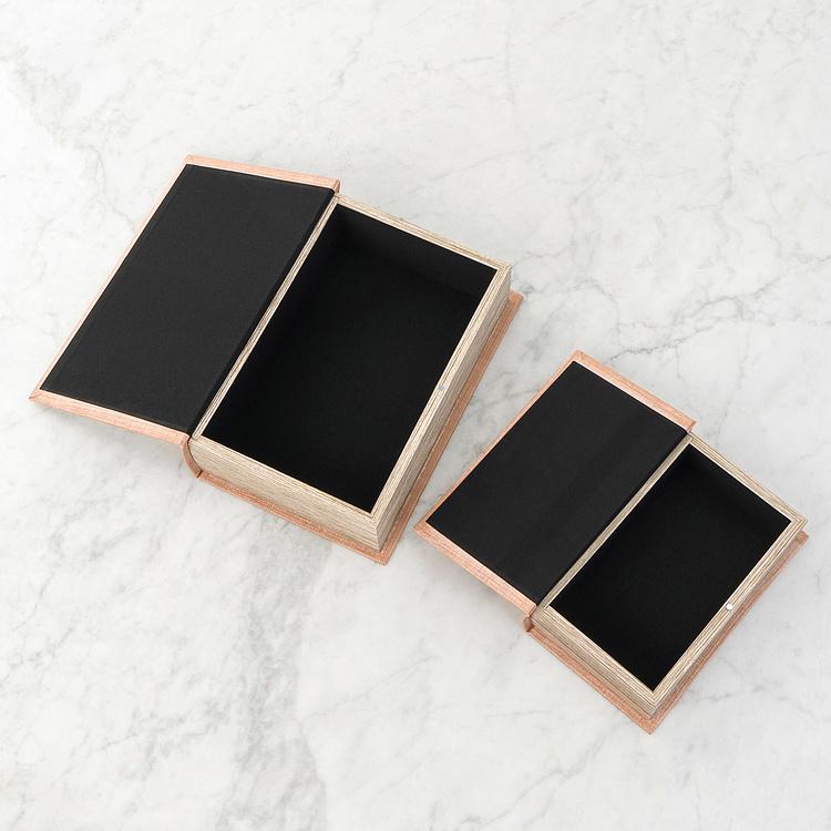 Набор из двух шкатулок с цветочным узором Set Of 2 Book Boxes Linen Floral Motif