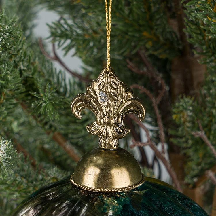 Ёлочная игрушка Шар алхимика, L Metal Base Ball Mercury Blue 12 cm