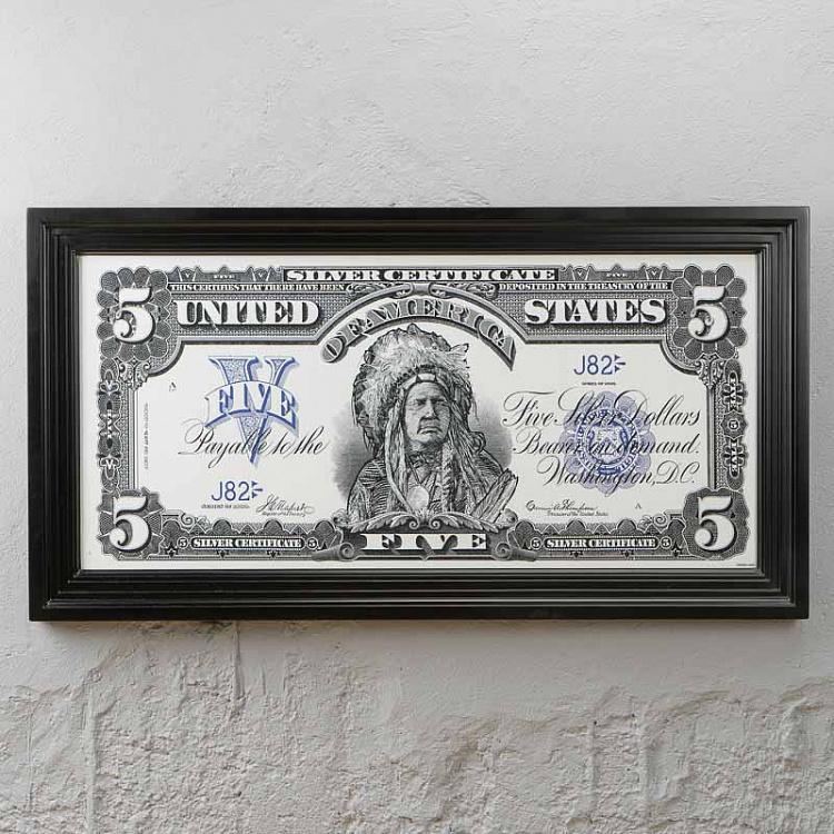 Картина-принт Серебряный сертификат Вождь Silver Certificate Chief Art