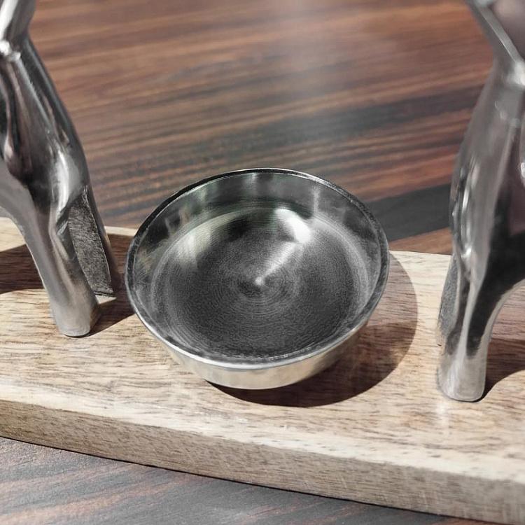 Подсвечник с двумя оленями на деревянной подставке дисконт 2 Deer Candle Holder discount