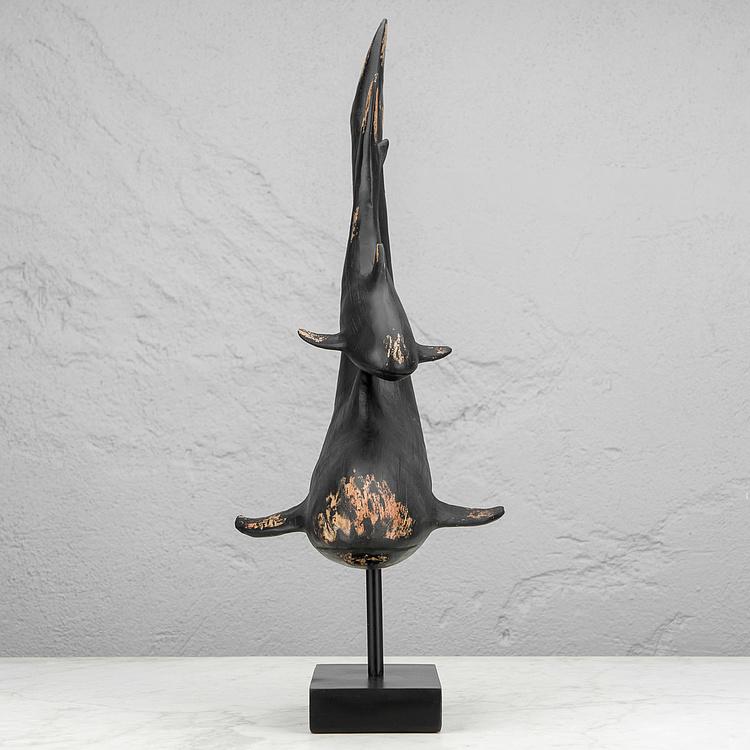 Статуэтка на подставке Две чёрные рыбы Black Fish On Base