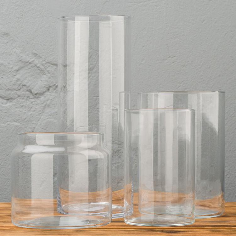 Цилиндрическая стеклянная ваза для цветов Long Cylindrical Glass Vase