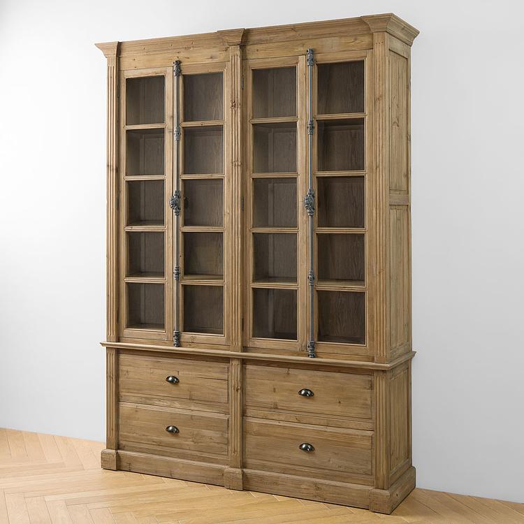 Книжный шкаф-сервант с 4 дверцами и ящиками Вильнёв Villeneuve 4 Glass Doors Bookcase With Drawers DB