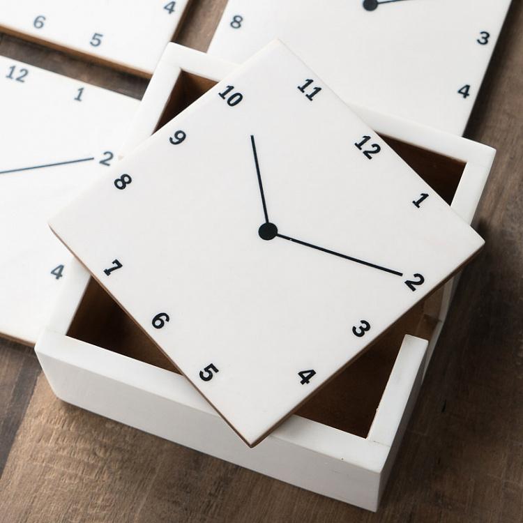 Набор из шести подставок под стаканы в футляре Часы Set Of 6 Coasters Clock In Case