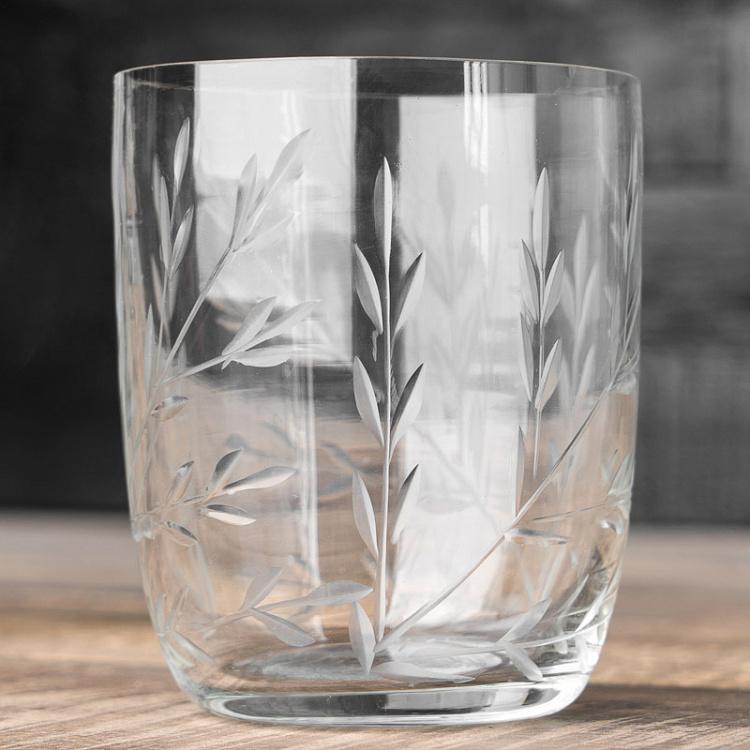 Стакан для зубных щеток с узором Листва Leaves Engraved Tooth Glass Tumbler