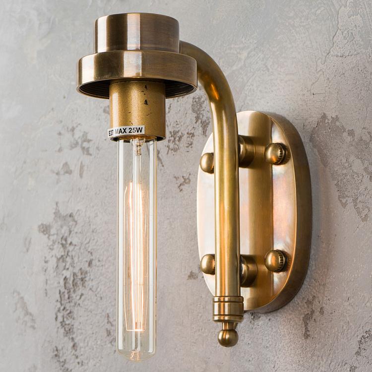 Бра из латуни со стеклянными стержнями Ватсон Watson Wall Lamp Brass Patina And Glass Tubes