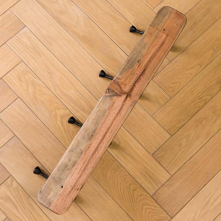 Четырёхместная настенная вешалка из сосны Recycled Pine Coat Rack 4 Metal Hooks