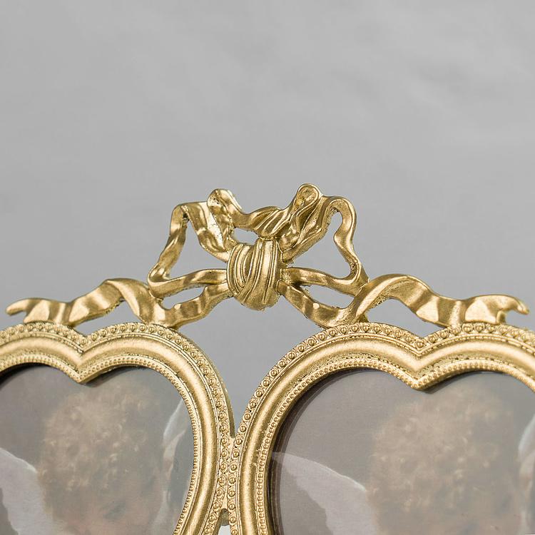 Рамка для фото Двойное сердце Double Heart Golden Photo Frame