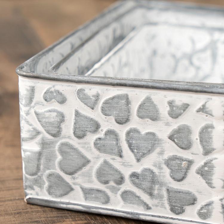 Набор из трёх коробочек Сердечки Set Of 3 Pots Motif Petits Coeurs Metal Gris