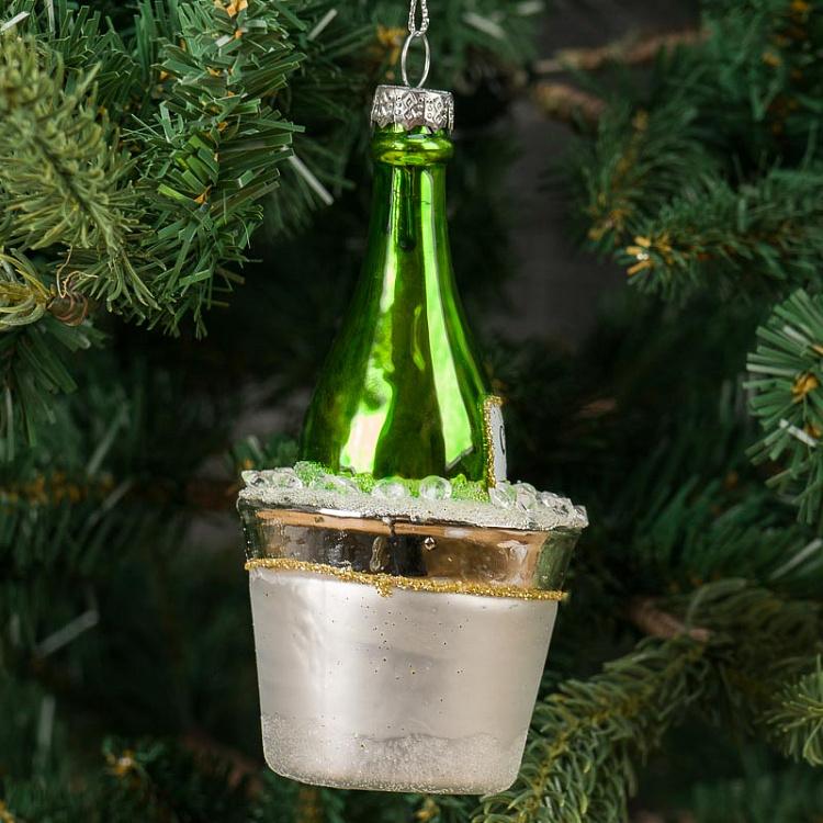 Ёлочная игрушка Шампанское в ведре со льдом Glass Hanger Champagne Cooler 14,5 cm