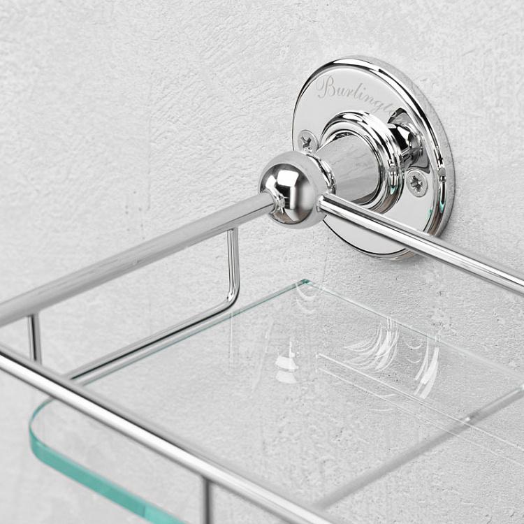Стеклянная полка для ванной цвета хром Glass Shelf Chrome