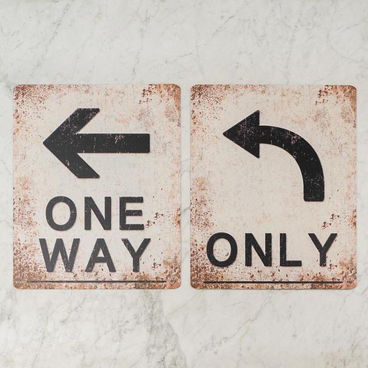 Набор из двух табличек В одну сторону / Только Set Of 2 Plaque One Way / Only