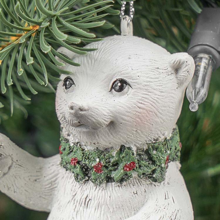 Набор из двух ёлочных игрушек Полярный медведь и тюлень Set Of 2 Xmas Polar Bear And Seal White 10 cm