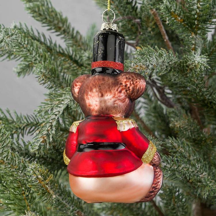 Ёлочная игрушка Мишка в форме Glass Toy Soldier Bear Red Brown Black 15 cm