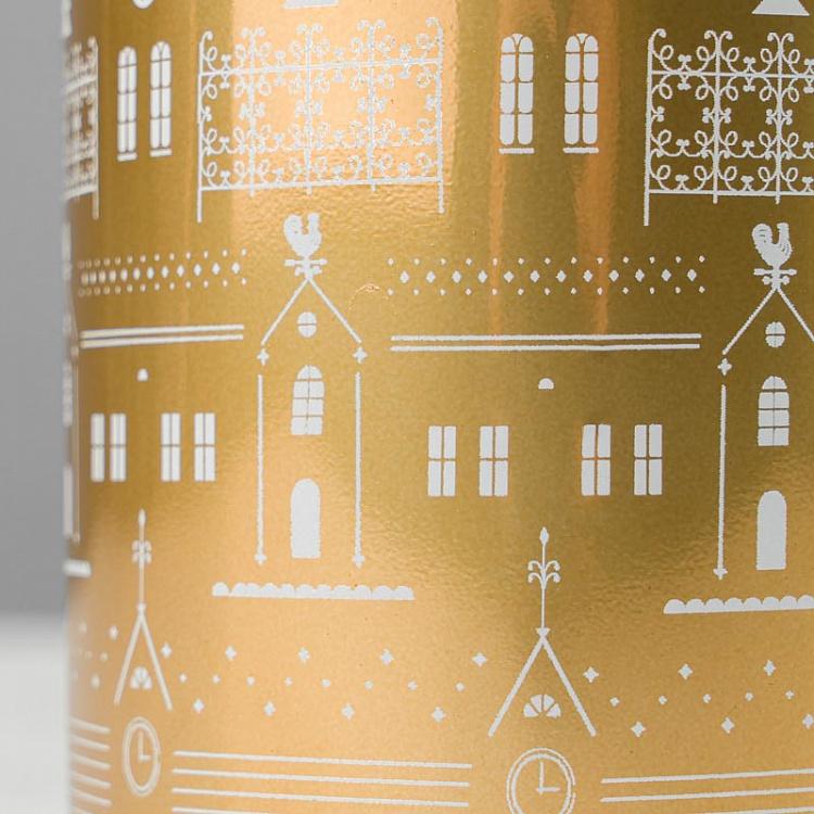 Подсвечник Рождественные домики Candle Holder Christmas Houses Gold