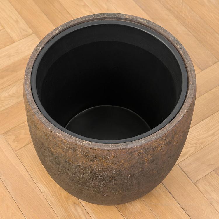 Кашпо-чаша Эффектори Металл золотая патина, L Effectory Metal Bowl Pot Rough Gold Patina Large