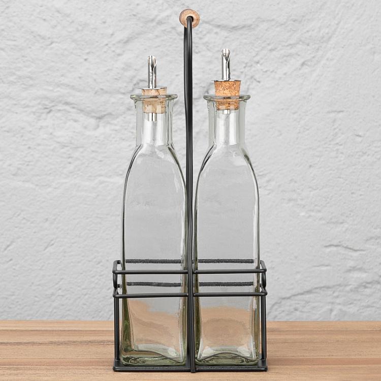 Набор из двух бутылок для масла и уксуса Бруклин чёрный металл Set Of 2 Brooklyn Oil And Vinegar Black